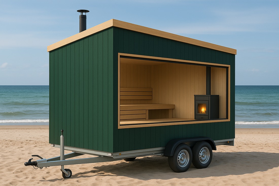 Person relaxing in a traditional wood-fired Irish sauna by the coast, enjoying heat therapy and wellness benefits