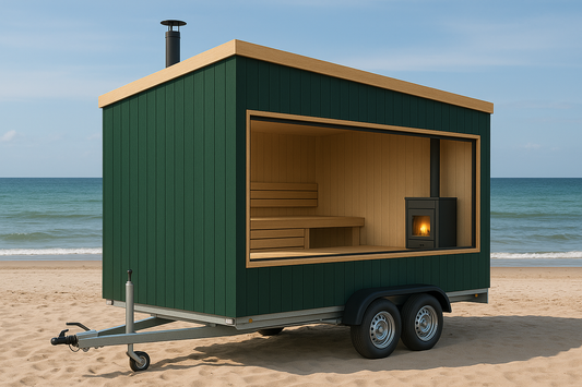Person relaxing in a traditional wood-fired Irish sauna by the coast, enjoying heat therapy and wellness benefits