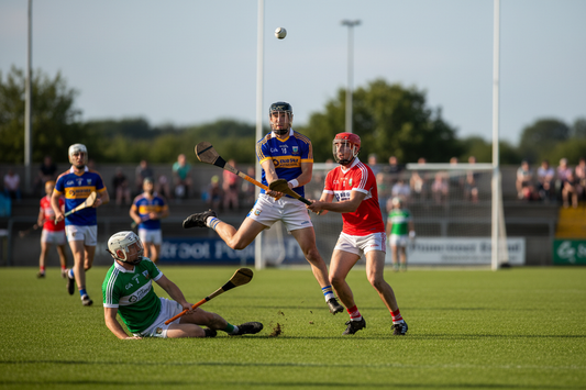 GAA hurling players on an Irish pitch — mobile sauna recovery solution for GAA clubs