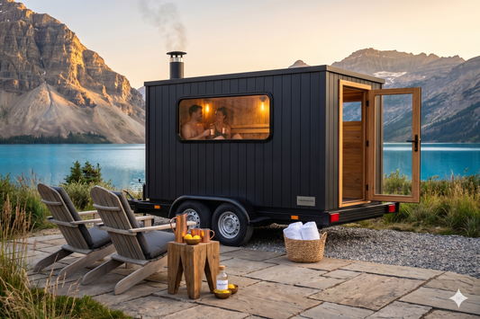 The Corrib 2-4 person luxury home mobile sauna, fully insulated timber frame build, handcrafted in Mayo Ireland.